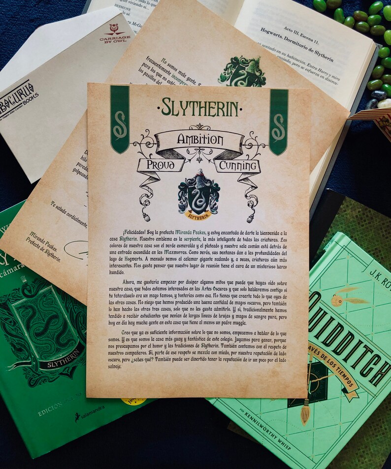 letter to Slytherin House Harry Potter Saga Etsy