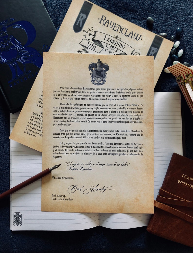letter to Ravenclaw House Harry Potter Saga Etsy