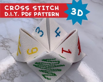 3D Origami Cross Stitch -- DIY Fortune Teller PDF Pattern