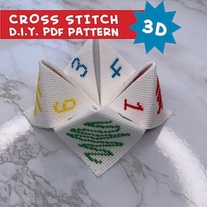 3D Origami Cross Stitch -- DIY Fortune Teller PDF Pattern