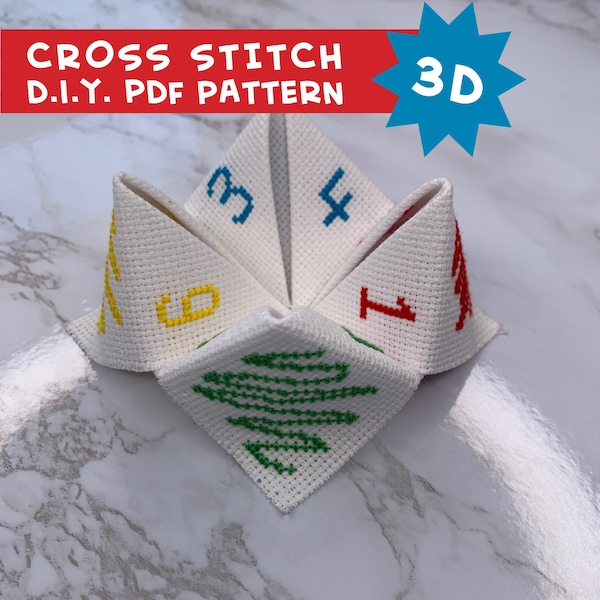 3D Origami Cross Stitch -- DIY Fortune Teller PDF Pattern