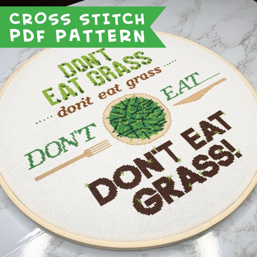 Don't Eat Grass -- Cross Stitch PDF Pattern - Etsy