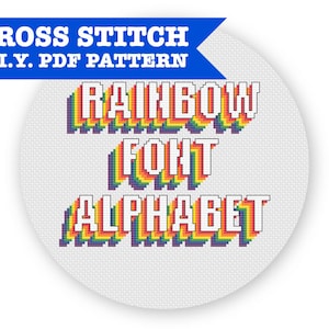 Rainbow Alphabet -- PDF Cross Stitch Font