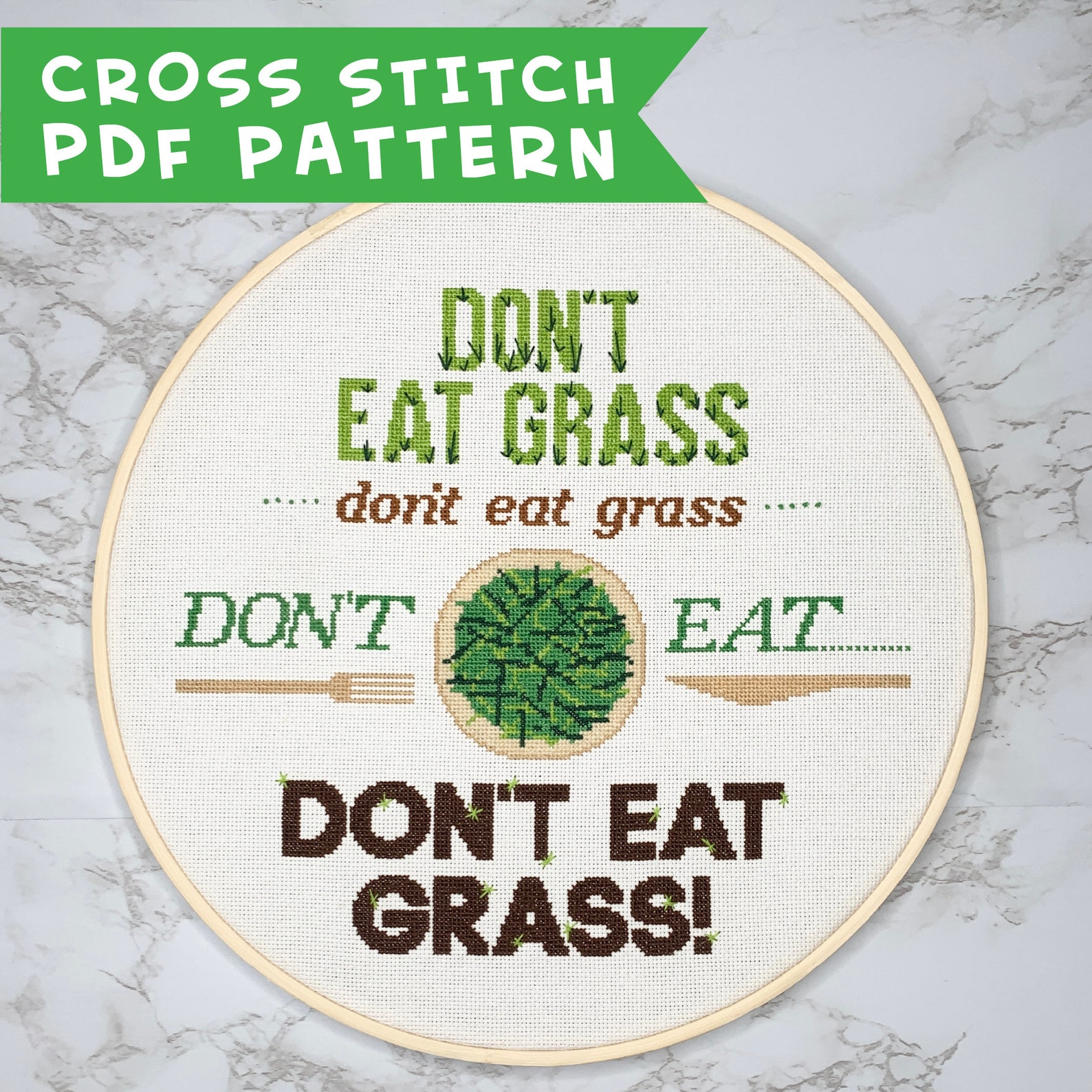 Don't Eat Grass -- Cross Stitch PDF Pattern - Etsy