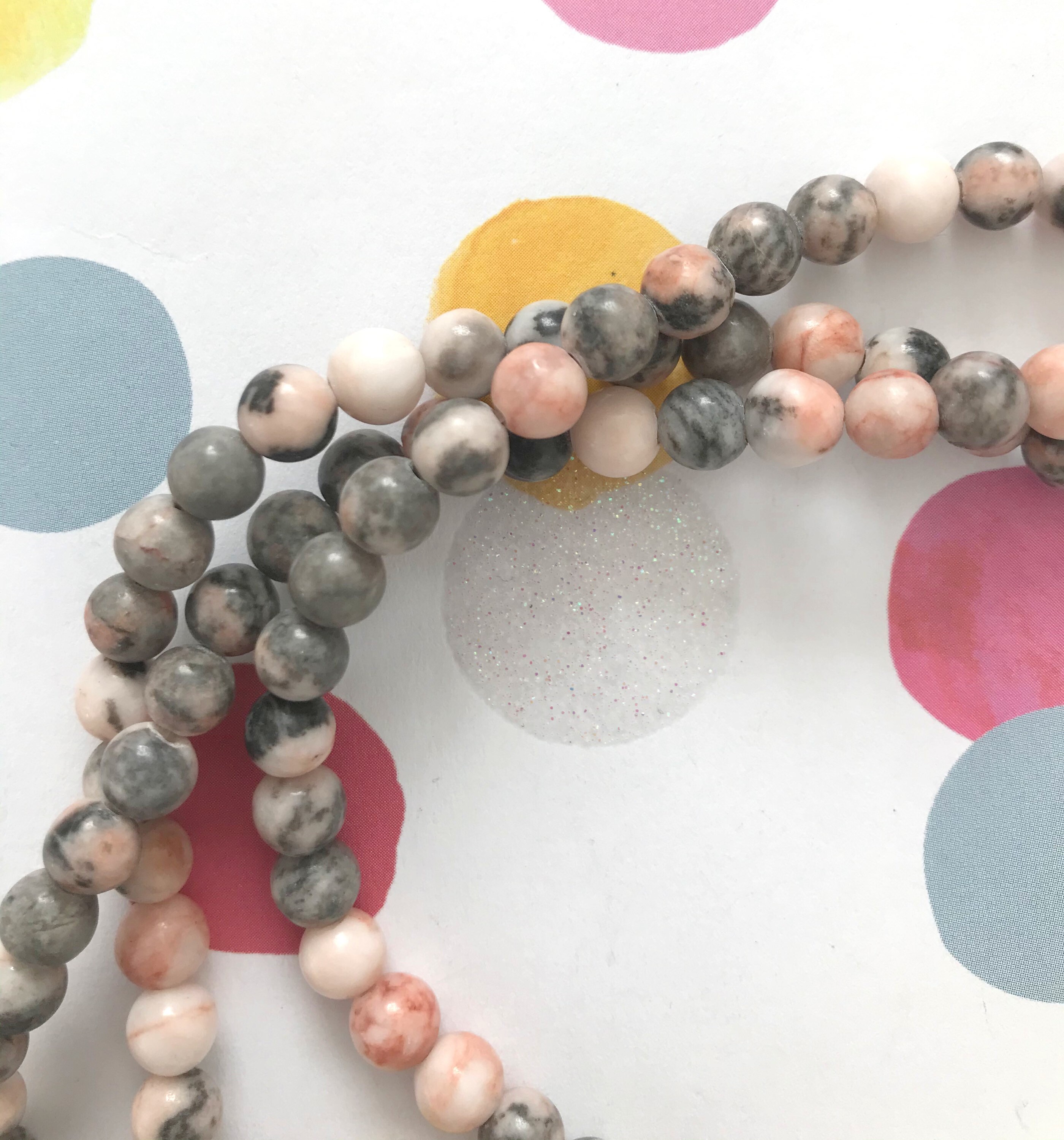 Pink Zebra Jasper smooth 6mm beads Natural gemstones Mala Etsy