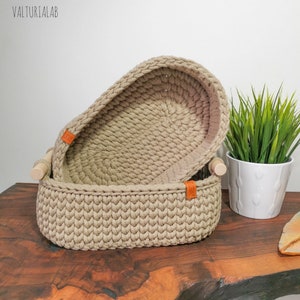 Bread basket | Crochet basket oval made of recycled cotton | Bread basket | Oval rope basket | Utensilo | Storage basket | Toy basket | Wrap