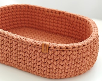 Basket | Storage basket | Crochet basket oval | Bookshelf decor | Bread basket | Kitchen storage
