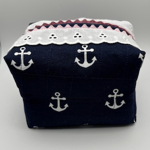 Handmade Cosmetic Bag, Travel Bag, Trendy Teen Pouch, Anchor Zipper Bag