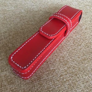 Astuccio portapenne singolo in pelle con fodera in pelle scamosciata