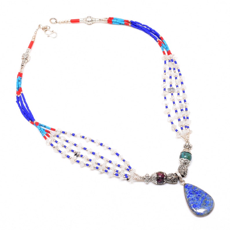 Amazing Lapis Lazuli Tibetian Traditional Pendant Handmade Necklace Adjustable Jewelry For Women