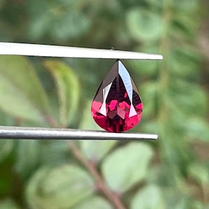 2.00 Ct Premium Quality, 100% Natural Rare Red Pear Shape Umbalite Garnet Cut Gemstone (Lope Clean) From Tanzania