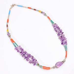 Amethyst Turquoise Gemstone Necklace: Ethnic Handmade Jewelry