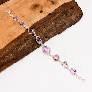 Amethyst Gemstone Bracelet: Handmade 925 Sterling Silver Jewelry
