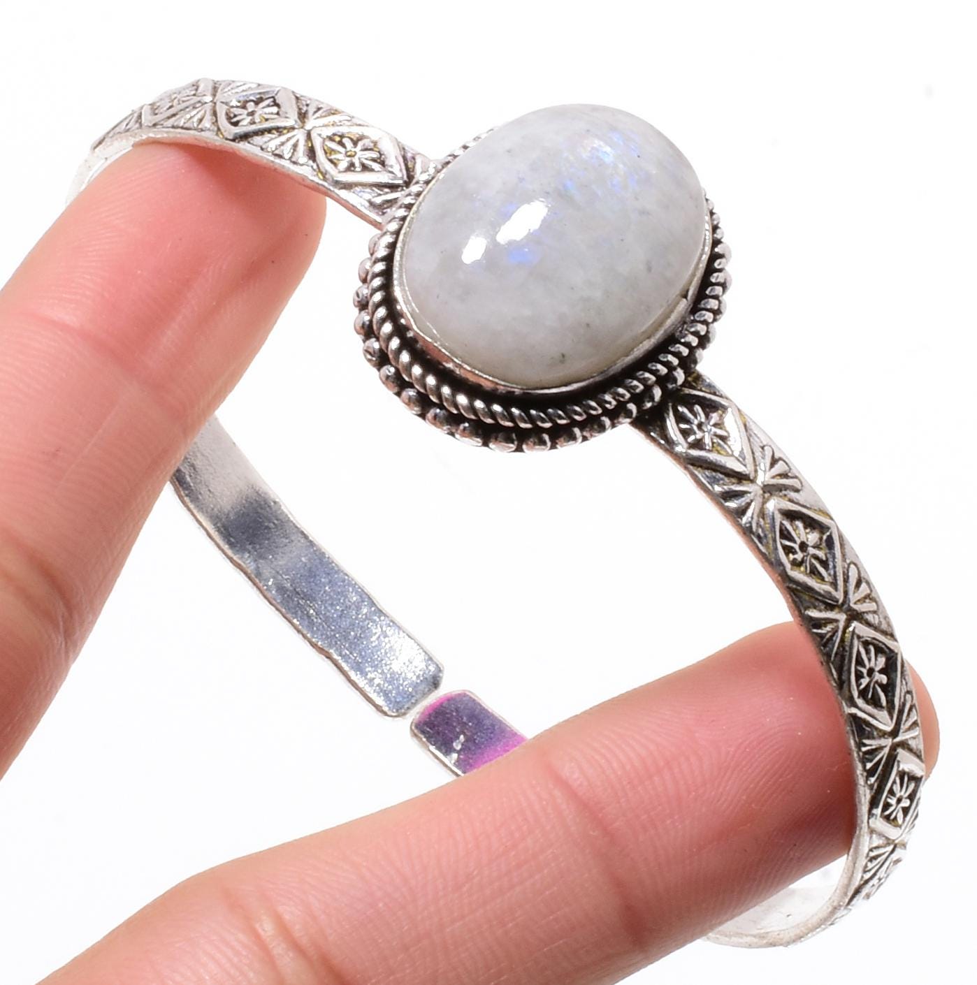 Bracciale In Argento Sterling 925 Con Pietra Di Luna – Foglia, Balena, Margherita, Nodo Celtico – Regalo Per Ragazza