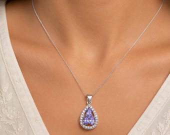 Natural Tanzanite 925 Sterling Silver Teardrop Pendant