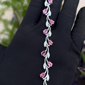 Handmade Sterling Silver Ruby Glass Bracelet - Occasion Wear