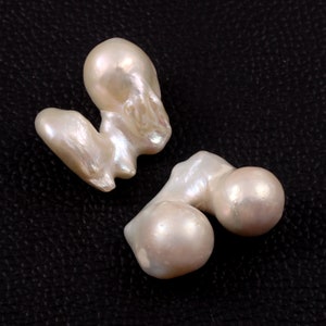 Natural South Sea Baroque Pearls: Loose Gemstones, Jewelry Making (2 Pieces)