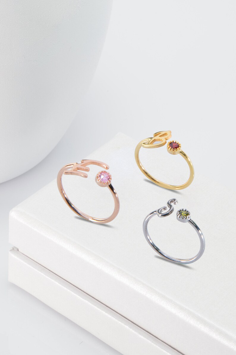 Personalized Ring Minimalist Ring,MCY006 Dainty Ring Valentine Gift Birthstone Ring Initial Ring Perfect Gift For Her Customized Ring