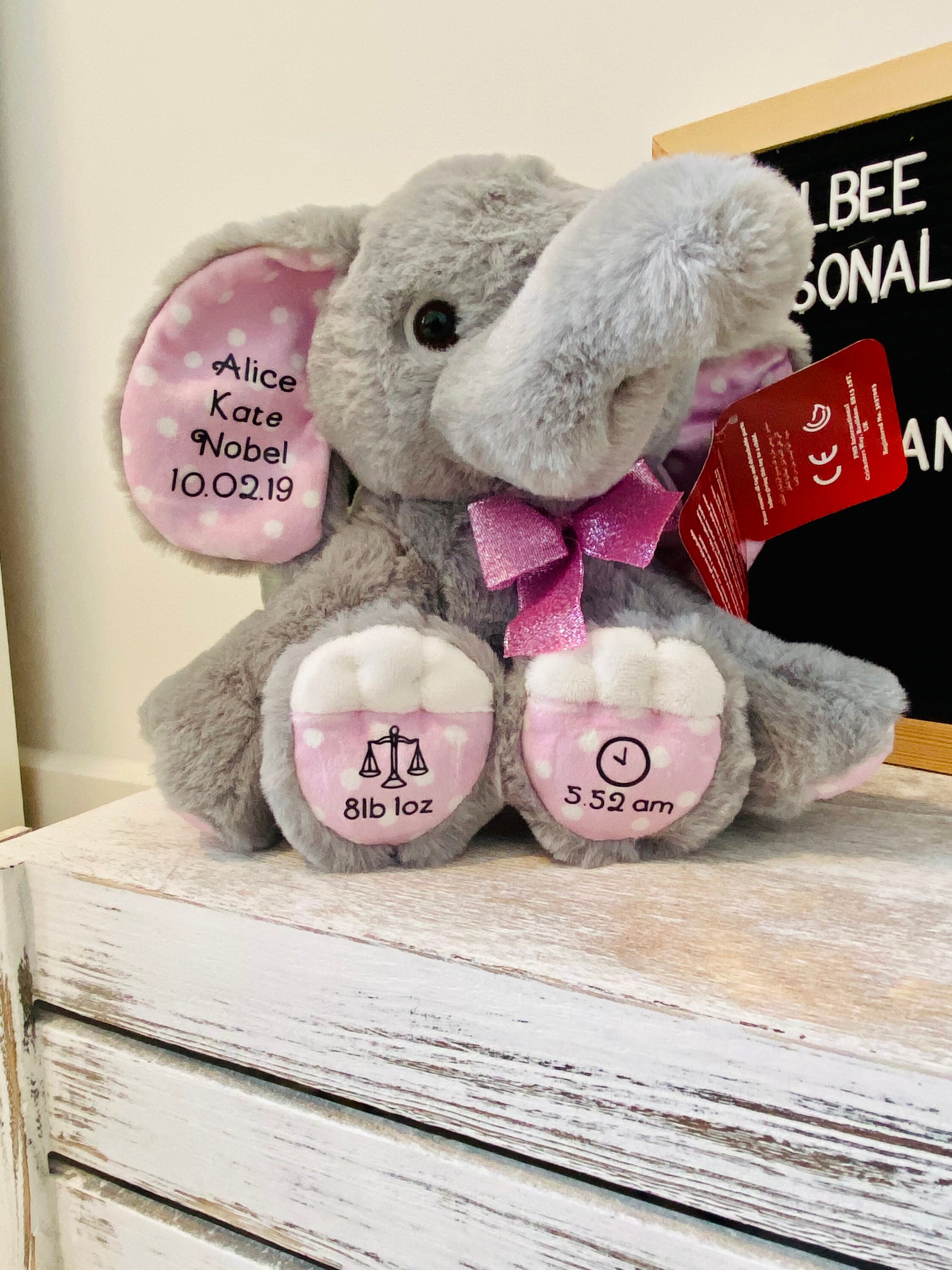 elephant personalised teddy