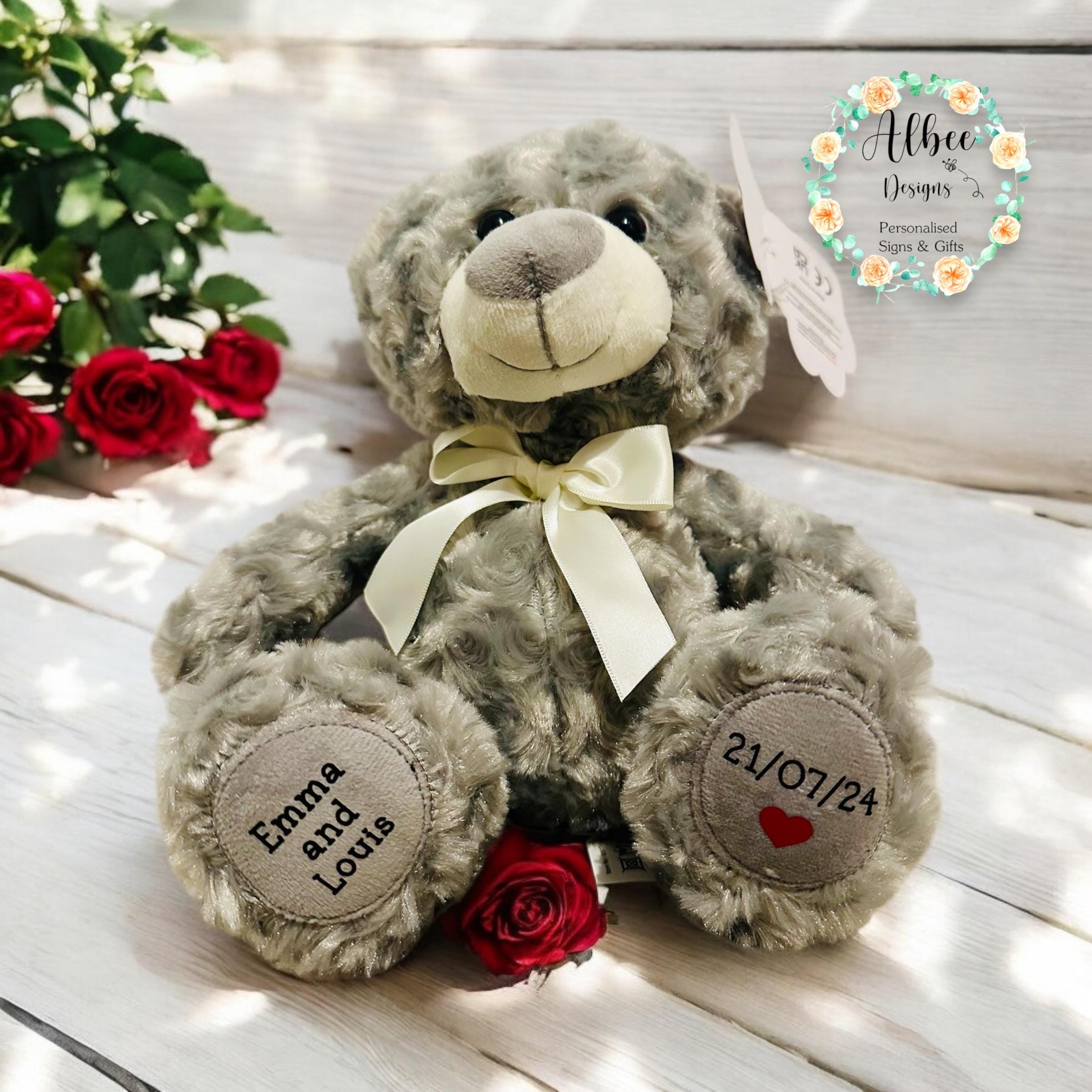 Personalized Teddy Bear With Custom Text & Photo - 11 Inch Plush Stuffed Animal Gift For Valentine's, Birthday, Christmas