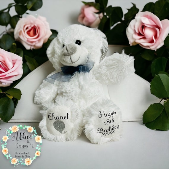 Personalised White Teddy Bear Birthday Gift Boyfriend 