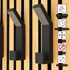 Massive Modern Double Hook for Acoustic Panels with QuickFix Brackets | No-Drill Installation | Holds Over 10kg | DSDesign
