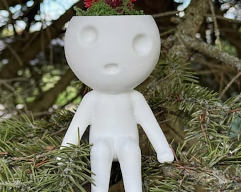 Sitting Kodama Planter – Studio Ghibli Princess Mononoke Pot – Cute Indoor Succulent Planter – Japanese Tree Spirit Home Decor