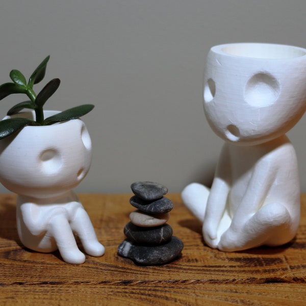 Tree Spirit Kodama Planter Bundle - Unique 3D Printed Succulent Pots - Studio Ghibli Inspired Decor, Princess Mononoke Decor, Baumgeister