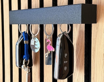 Keychain Holder for Acoustic Panels | Key Organizer | No-Drill Installation | Up to 4x Keys | Hidden Hooks | Matte Black | QuickFix