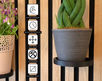 Round Shelf for Acoustic Panels – Super Strong | No-Drill | 3D Printed | Easy Move | Black Color