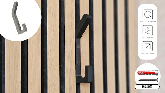 Super strong L-Shape hooks for acoustic panels | 3D Printed | Screws included | Black Color | Suitable for 12, 13, 14, 15mm panels