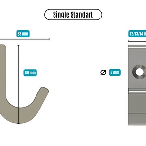 Super strong coat hooks for acoustic panels Standart Large Single Double 3D Printed Screws included Black Color zdjęcie 8