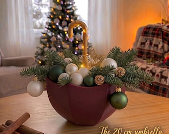 Christmas Shelf Decor, Christmas Mantel Decor, Umbrella Christmas Decoration, Xmas Centerpiece