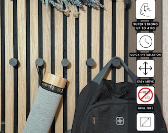 Knob Coat Hook for Acoustic Panels | No Drill, No Screws | Black Matte 3D Printed Hook | Modern Wall Hook for Coats, Bags & Accessories