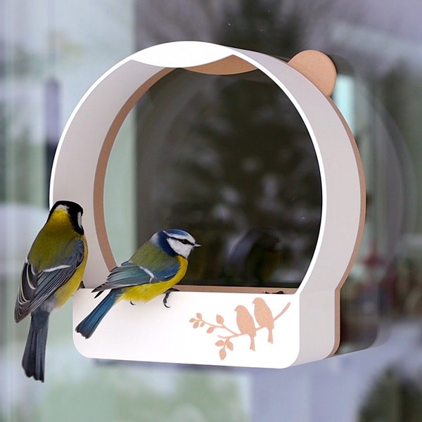 Mangeoire à oiseaux pour fenêtre BIRD FRIEND - Mangeoire à oiseaux imprimée en 3D - Cabanes d'oiseaux - Cadeau pour enfant - Décoration de fenêtre - Enfants amusants, Ours Winnie l'ourson