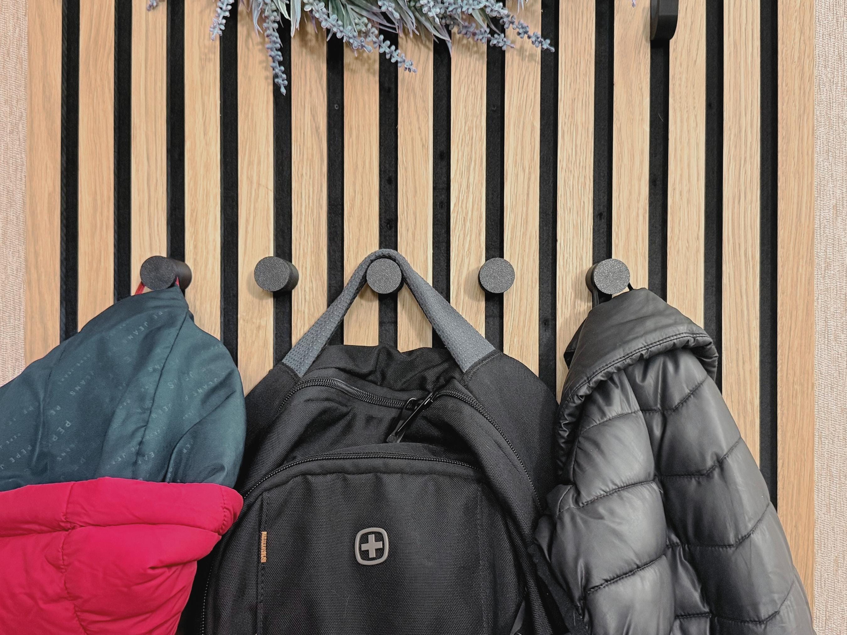 Crochet Porte-manteau Pour Panneaux Acoustiques Noir RAL 9005 94 X 60 X 14 Mm 2 Pieces