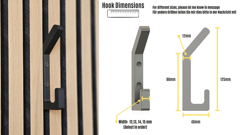 Super strong L-Shape hooks for acoustic panels Dimenssion