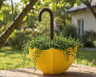 Dekorativer Hängender Regenschirm Planter | Lustiger einzigartiger Blumentopf | Kleiner hängender Pflanzer | Outdoor Dekor | Geschenk für Pflanzenliebhaber