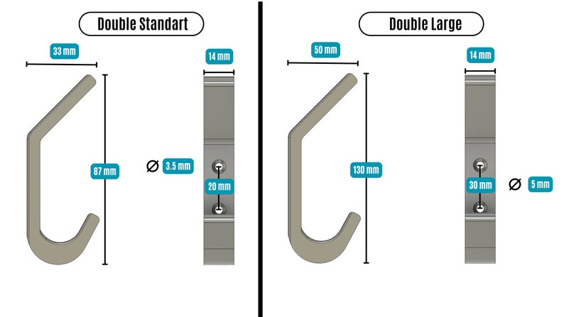 Super strong coat hooks for acoustic panels Sizes