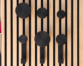 Super Strong Solid Round Coat Hanger With L-Shape Hook for Acoustic Panels | Coat Rack | Black | Hold Up To 8Kg | Drill-free | Easy Install