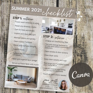 Sommer Haus Wartung Checkliste | Immobilien Flyer Vorlage | Postkarten Vorlage | Immobilienmarketing | Sommer-Immobilien-Newsletter