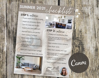 Summer Home Maintenance Checklist | Real Estate Flyer Template | Postcard Template | Real Estate Marketing | Summer Real Estate Newsletter