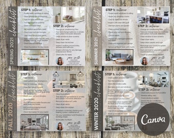 Quarterly Home Maintenance Checklist Postcard BUNDLE | Real Estate Postcard Template | Real Estate Agent Marketing | Real Estate Newsletter