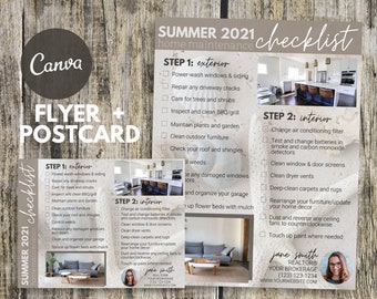 Summer Home Maintenance Checklist | Real Estate Flyer Template | Postcard Template | Real Estate Marketing | Summer Real Estate Newsletter