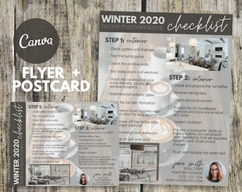 Winter Home Maintenance Checklist | Real Estate Flyer Template | Postcard Template | Real Estate Marketing | Winter Real Estate Newsletter