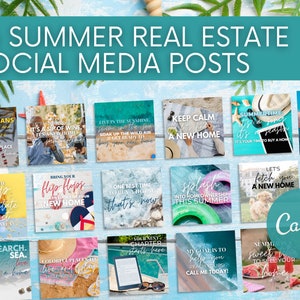 16 post sui social media per il settore immobiliare estivo / Citazioni divertenti sul settore immobiliare estivo / Marketing estivo immobiliare / Marketing immobiliare / Canva