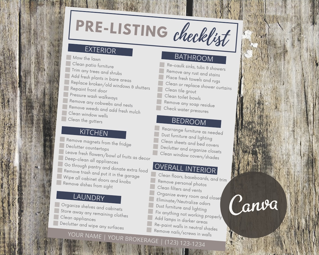 Pre-listing Checklist for Home Sellers | Real Estate Home Selling Checklist | Printable Pre ...