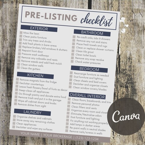 Pre-listing Checklist for Home Sellers Real Estate Home - Etsy