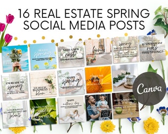 16 Spring Real Estate Social Media Posts | Funny Spring Real Estate Quotes | Real Estate Spring Marketing | Real Estate Marketing | Canva