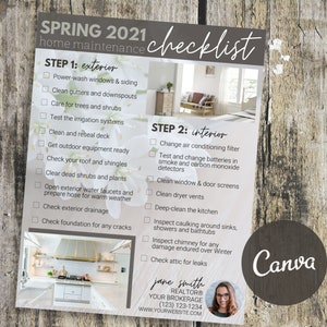 Spring Home Wartung Checkliste | Immobilien Flyer Vorlage | Postkarten Vorlage | Immobilienmarketing | Frühlings-Immobilien-Newsletter